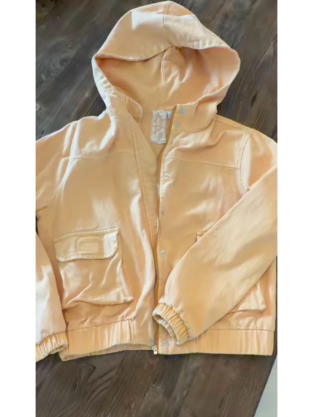 Sadie & Sage Peach Hooded Bomber Jacket